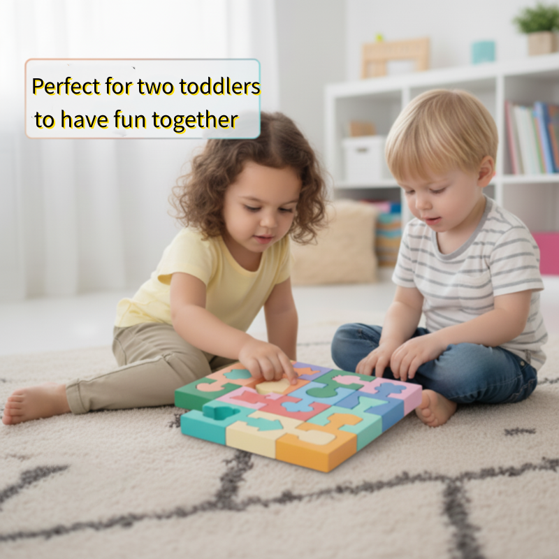 Wooden Building Blocks Geometric Shapes Chunky Multicolour with Rounded Edges