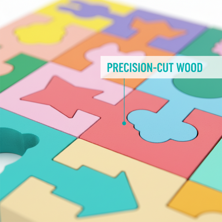 Wooden Building Blocks Geometric Shapes Chunky Multicolour with Rounded Edges