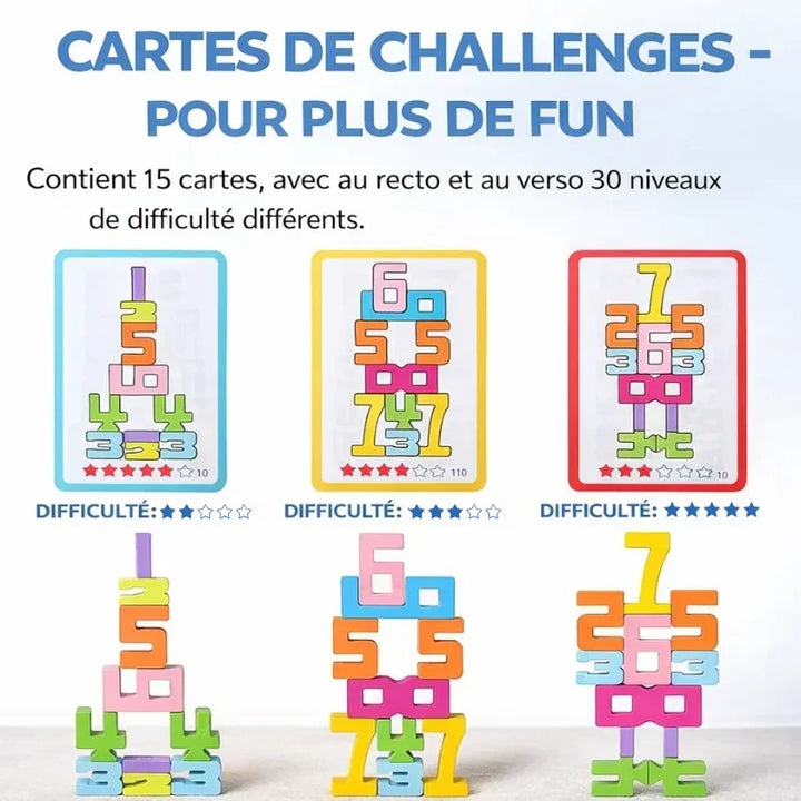 Wooden Building Blocks with Numbers | Colourful Stacking Set for Learning | Supports Early Number Recognition Skills
