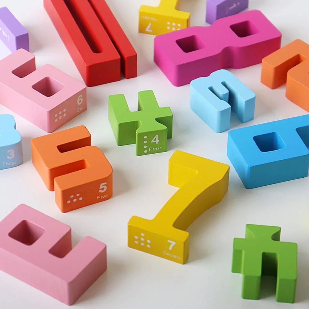 Wooden Building Blocks with Numbers | Colourful Stacking Set for Learning | Supports Early Number Recognition Skills