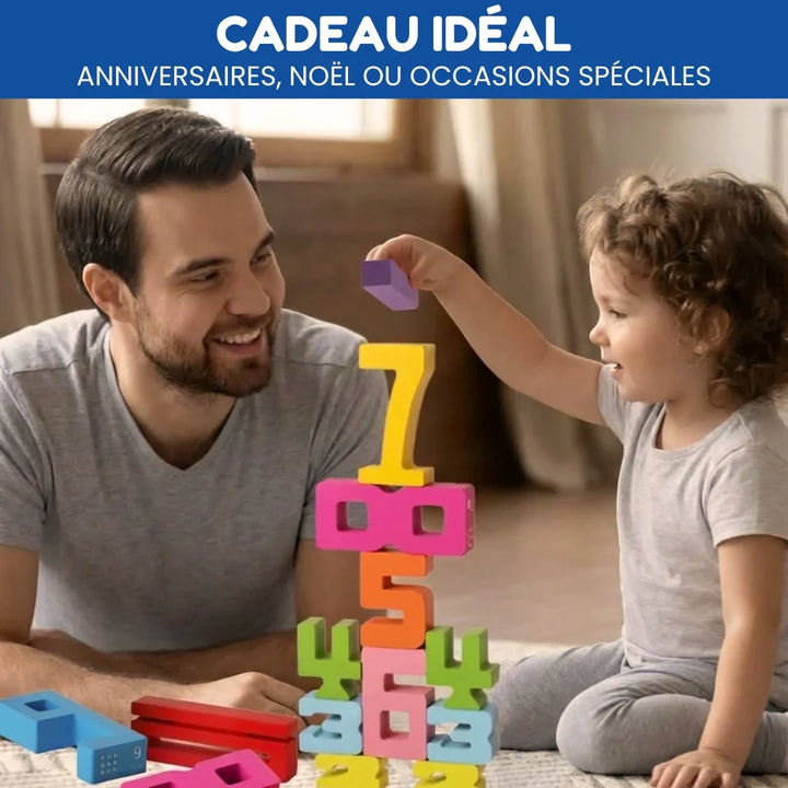Wooden Building Blocks with Numbers | Colourful Stacking Set for Learning | Supports Early Number Recognition Skills