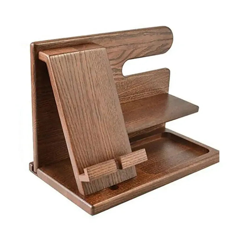 Wooden Desk Organizer Holder | Phone Stand &amp; Valet Tray