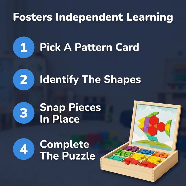 Wooden Magnetic Building Blocks | Pattern Cards for Guided STEM Learning | Secure Magnetic Hold for Sturdy Builds