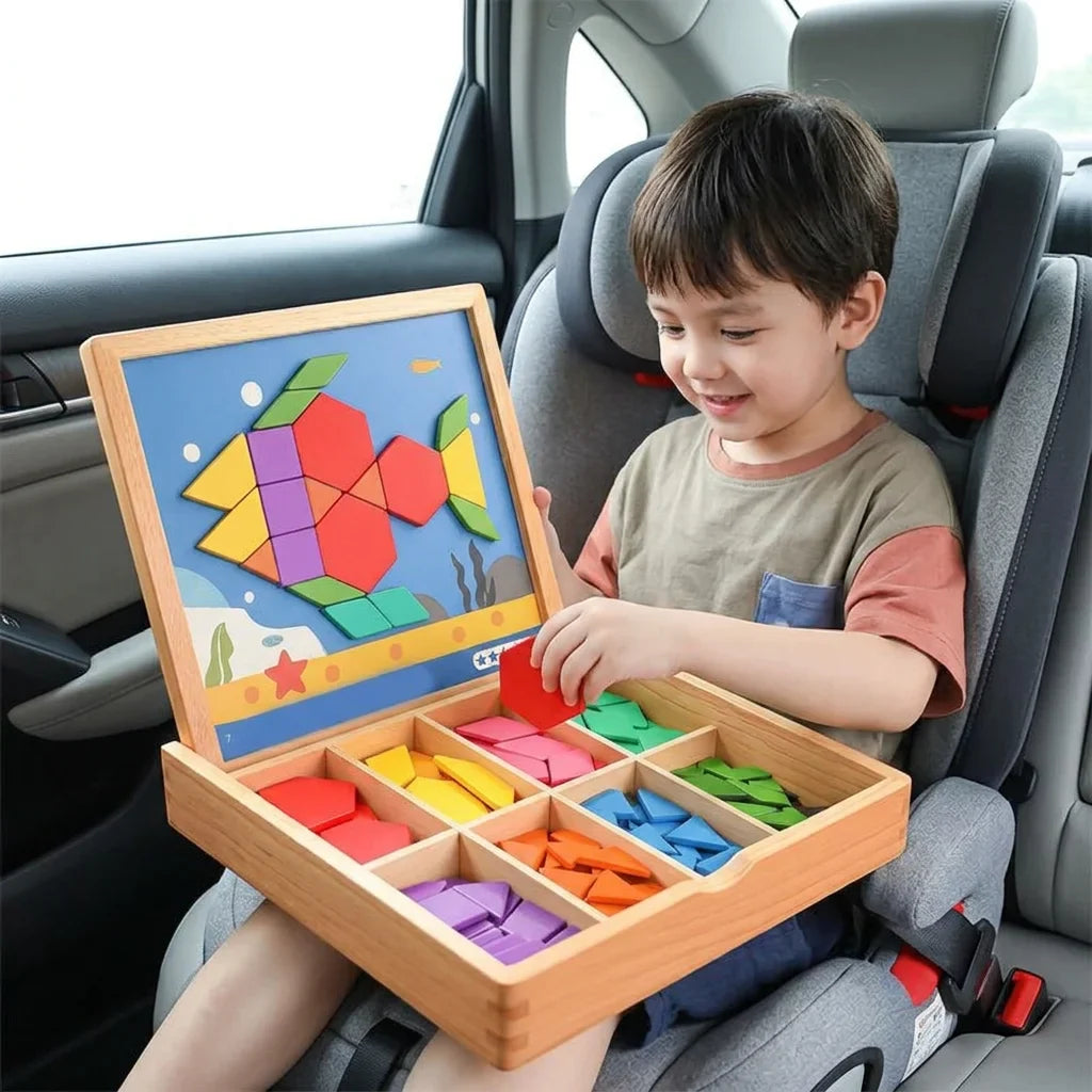 Wooden Magnetic Building Blocks | Pattern Cards for Guided STEM Learning | Secure Magnetic Hold for Sturdy Builds