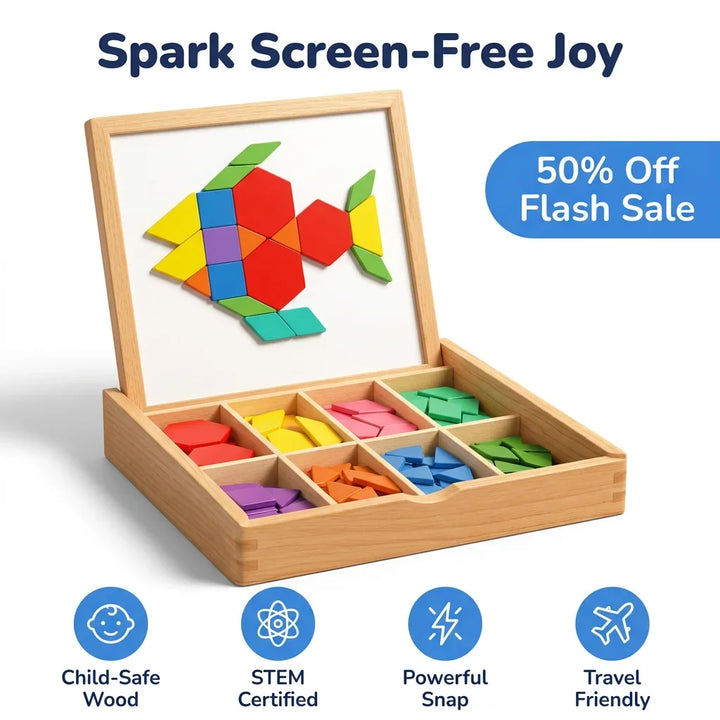 Wooden Magnetic Building Blocks | Pattern Cards for Guided STEM Learning | Secure Magnetic Hold for Sturdy Builds