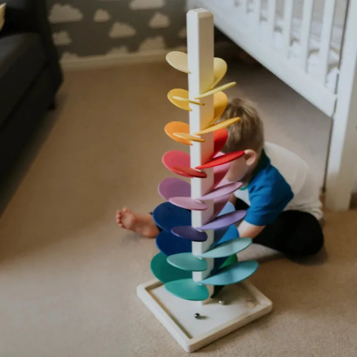 Wooden Musical Tree Toy | 12-Petal Design with 6 Rolling Balls | Sensory Learning Toy, Natural Wood, Ages 3 and Up