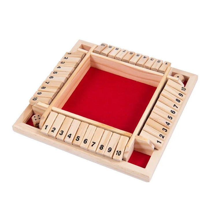 Wooden Number Flip Board Game | Roll &amp; Flip Tiles for 4 Players | Family Counting Strategy Game with Dice &amp; Tiles