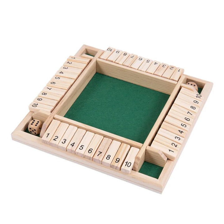 Wooden Number Flip Board Game | Roll &amp; Flip Tiles for 4 Players | Family Counting Strategy Game with Dice &amp; Tiles