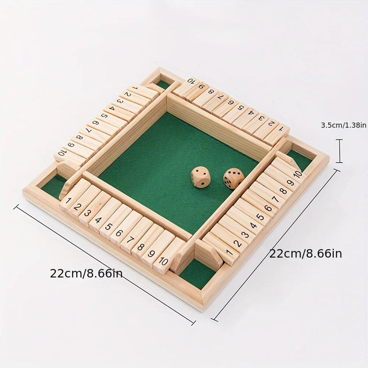 Wooden Number Flip Board Game | Roll &amp; Flip Tiles for 4 Players | Family Counting Strategy Game with Dice &amp; Tiles