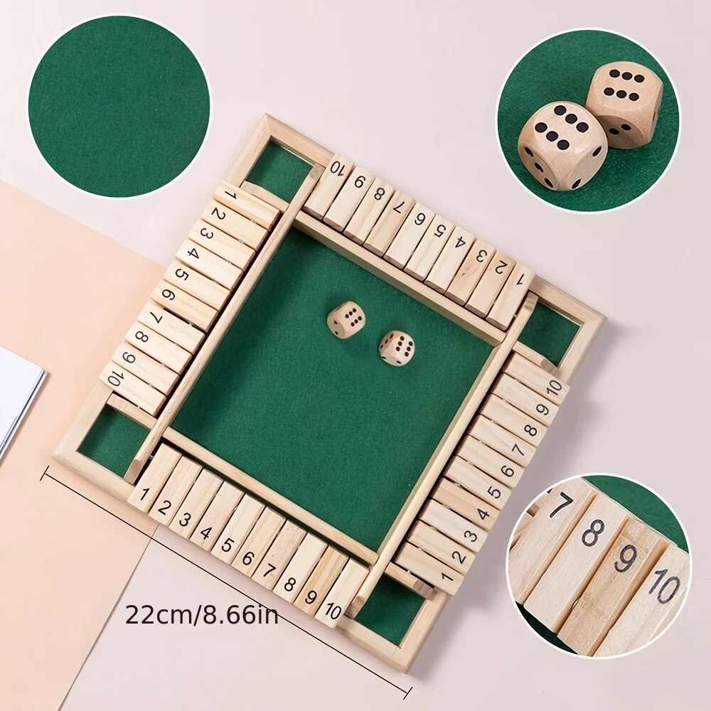 Wooden Number Flip Board Game | Roll &amp; Flip Tiles for 4 Players | Family Counting Strategy Game with Dice &amp; Tiles