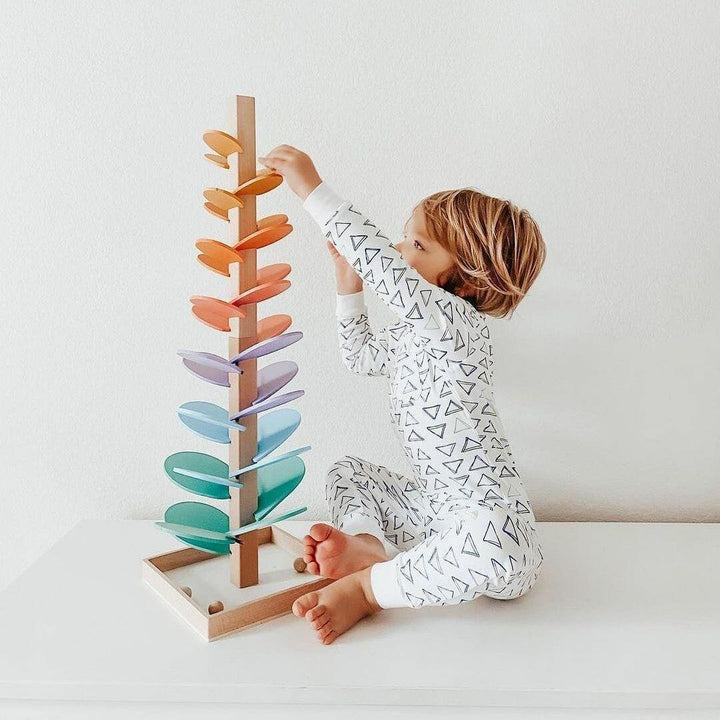 Wooden Sound Tower Marble Run Toy with 10 Balls Included
