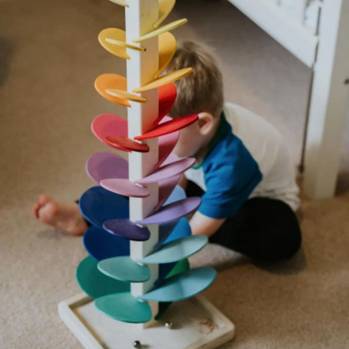 Wooden Sound Tower Marble Run Toy with 10 Balls Included