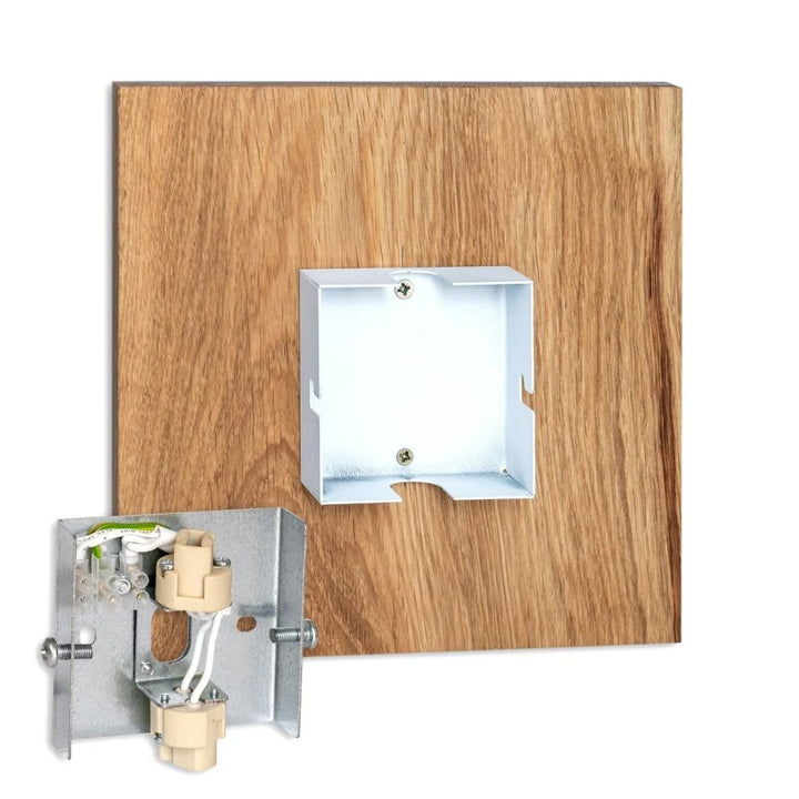 Wooden Wall Lamp Square Design | Indirect LED Light, Scandinavian Style | Warm Wood Grain Finish for Living Room, Bedroom, Hallway