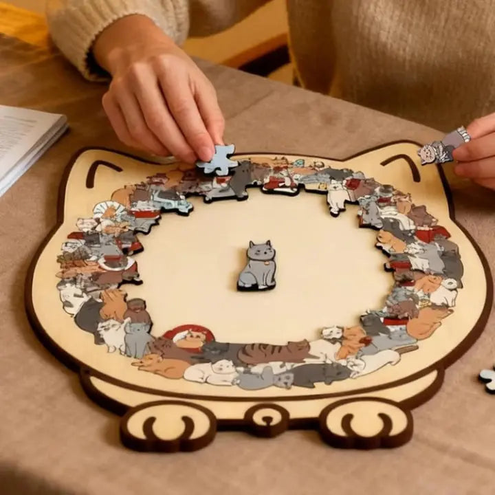 Wooden cat puzzle 0