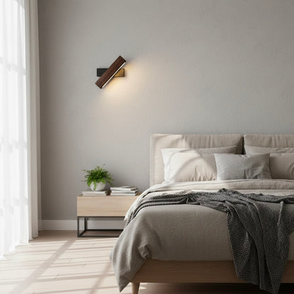 360-degree swiveling wooden wall sconce with integrated LED