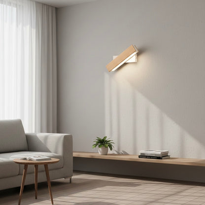 360-degree swiveling wooden wall sconce with integrated LED