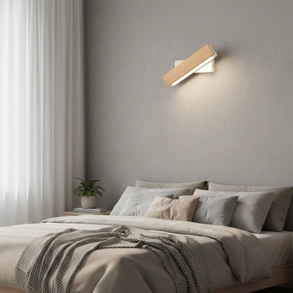 360-degree swiveling wooden wall sconce with integrated LED
