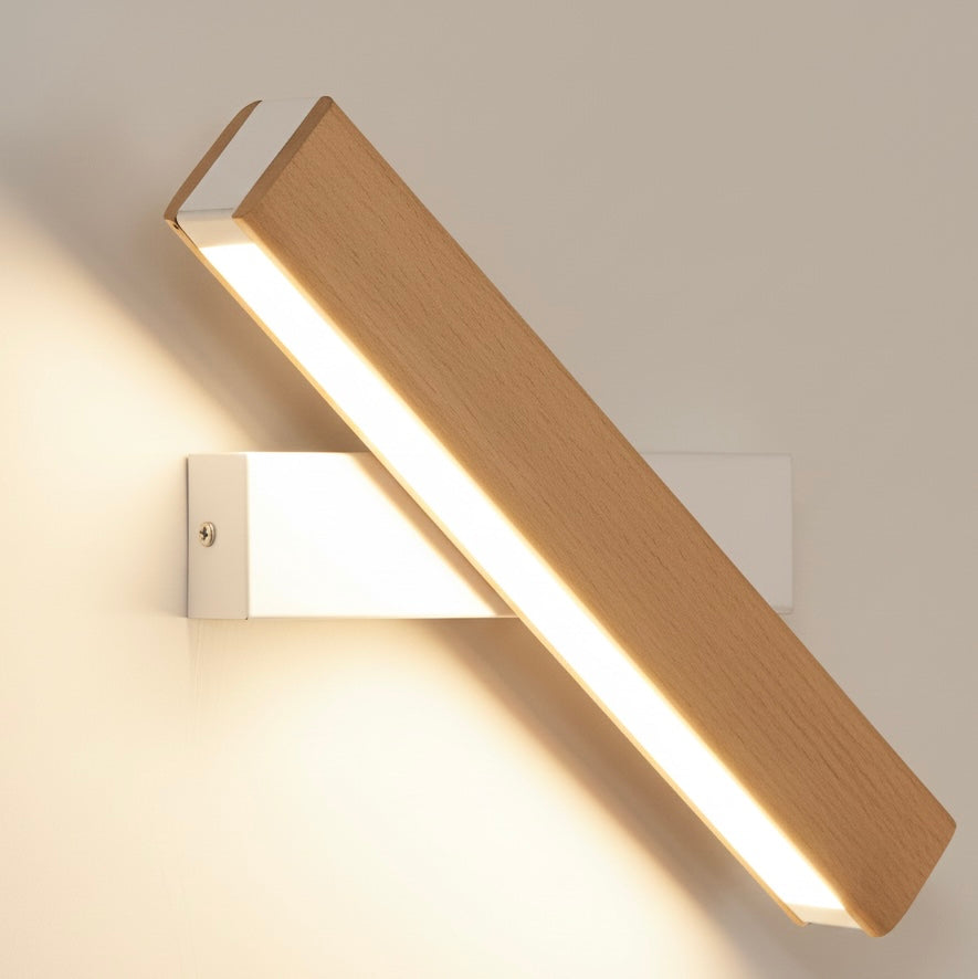 360-degree swiveling wooden wall sconce with integrated LED