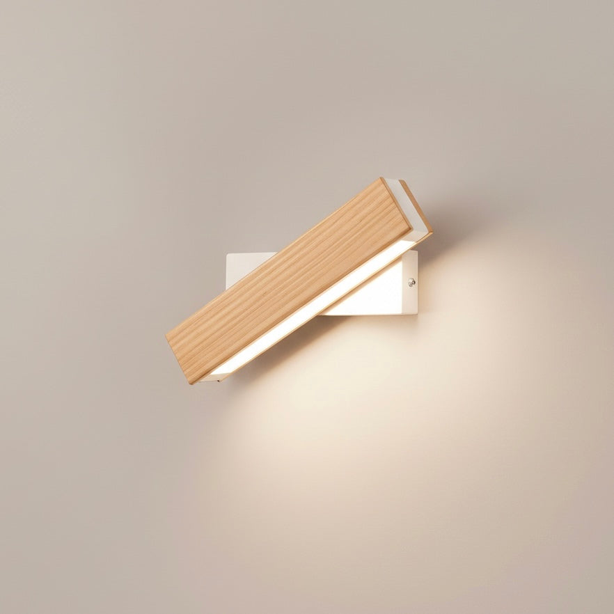 360-degree swiveling wooden wall sconce with integrated LED