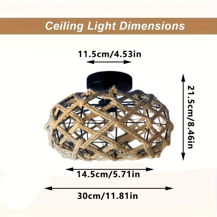 Woven Rope Flush Mount Ceiling Light Ambient Glow Fixture
