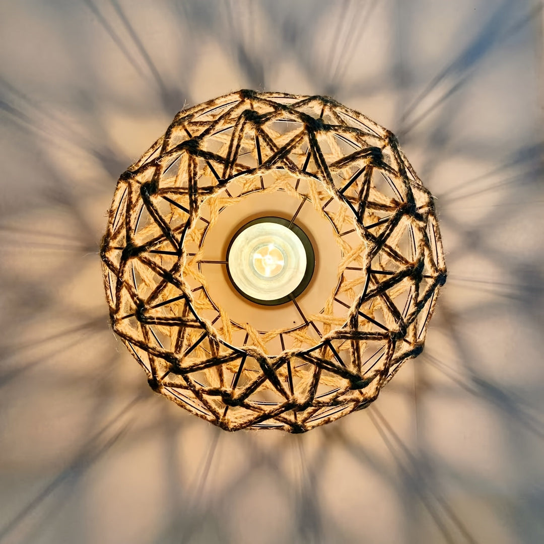 Woven Rope Flush Mount Ceiling Light Ambient Glow Fixture
