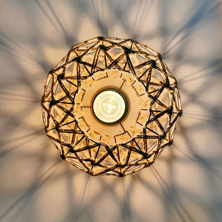 Woven Rope Flush Mount Ceiling Light Ambient Glow Fixture
