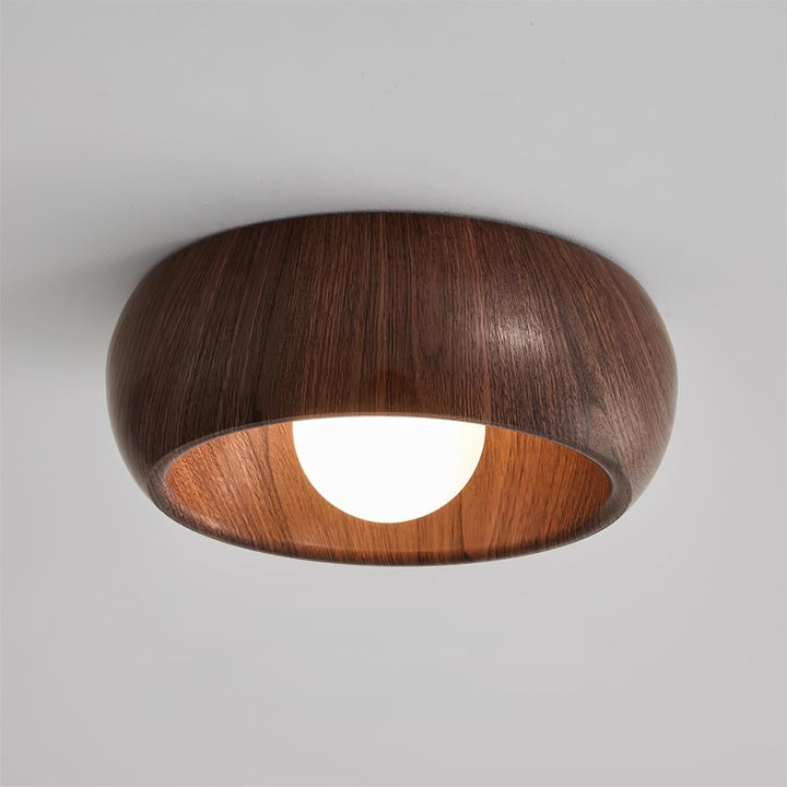 Wooden Ceiling Lamp with Integrated LED | Warm White Glow for Bedrooms, Dining Rooms &amp; Hallways | Surface Mounted 2