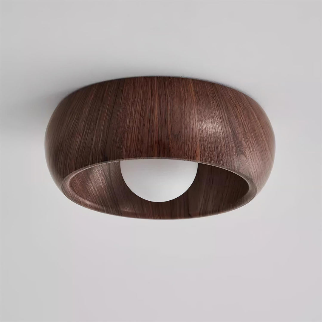 Wooden Ceiling Lamp with Integrated LED | Warm White Glow for Bedrooms, Dining Rooms &amp; Hallways | Surface Mounted 9