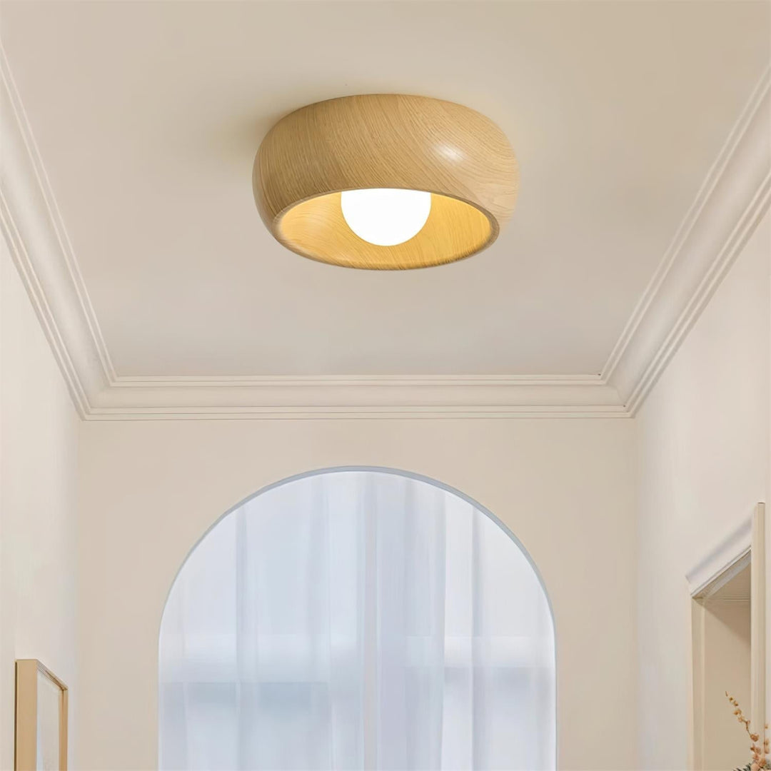 Wooden Ceiling Lamp with Integrated LED | Warm White Glow for Bedrooms, Dining Rooms &amp; Hallways | Surface Mounted 3