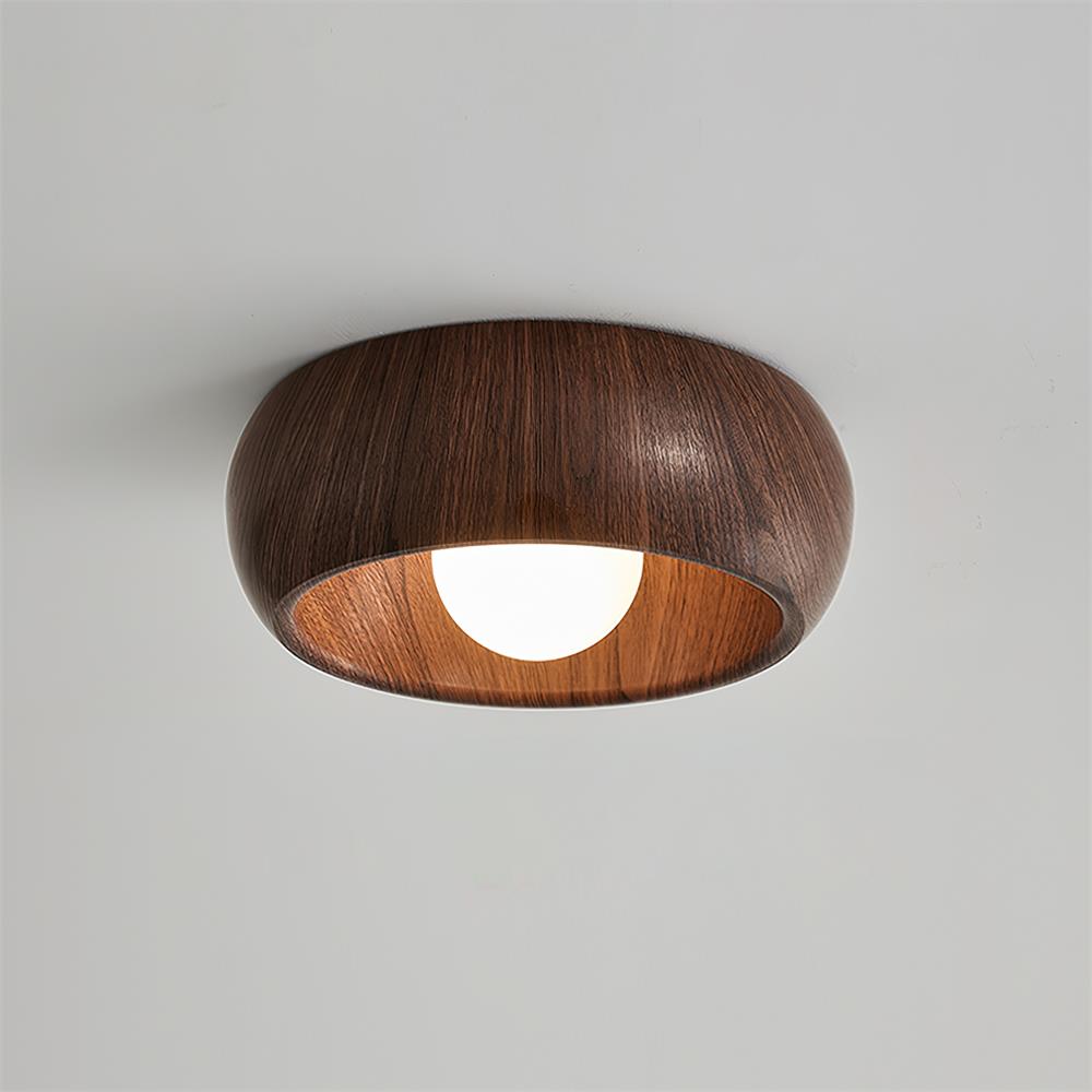 Wooden Ceiling Lamp with Integrated LED | Warm White Glow for Bedrooms, Dining Rooms &amp; Hallways | Surface Mounted 15