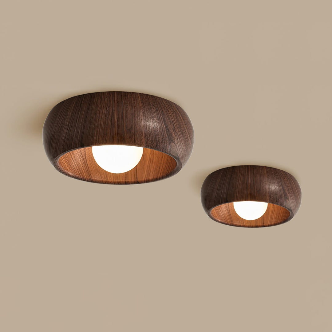 Wooden Ceiling Lamp with Integrated LED | Warm White Glow for Bedrooms, Dining Rooms &amp; Hallways | Surface Mounted 1