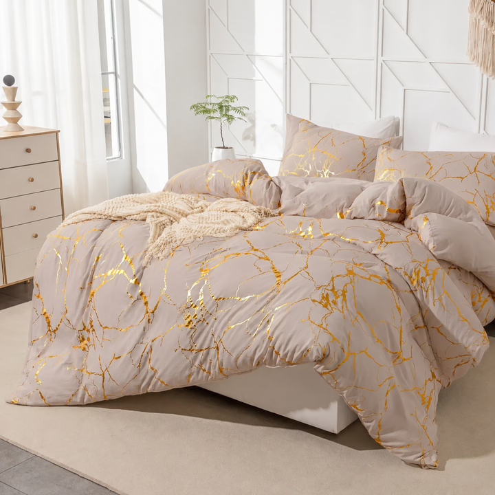 Marble Pattern Duvet Cover Set Matching Pillowcases 4