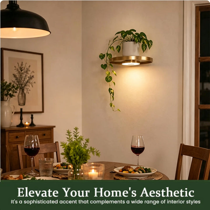 Round Floating Wall Shelf LED Light Rechargeable USB 6