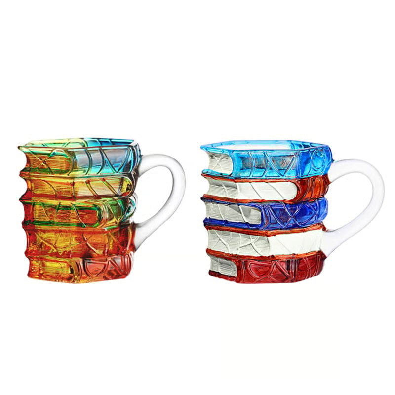 Handwerker-Glas-Trinkglas Handbemalter Bücherstapel – 191ml - Zorenza