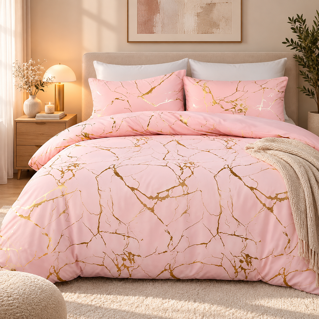 Marble Pattern Duvet Cover Set Matching Pillowcases 14