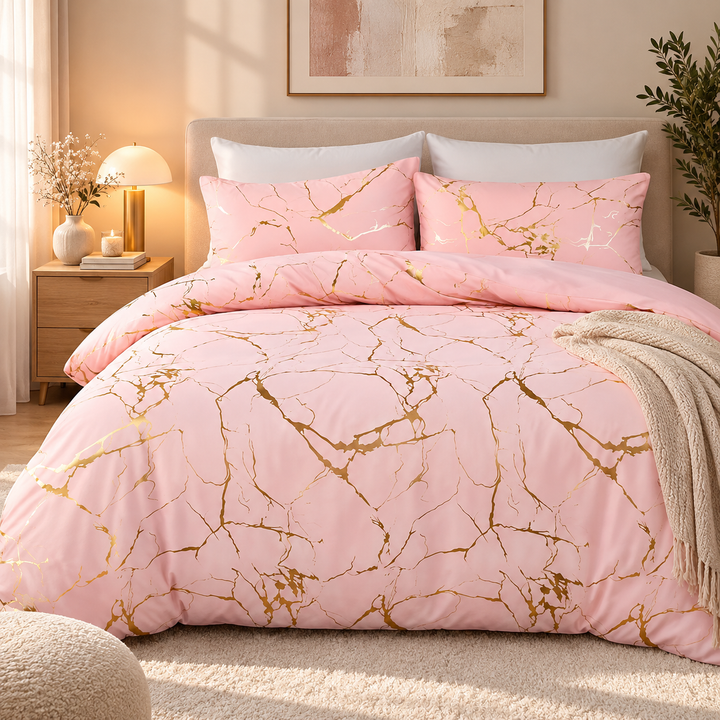 Marble Pattern Duvet Cover Set Matching Pillowcases 14