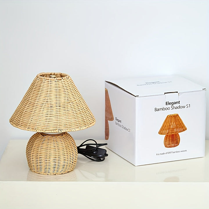 Woven Bamboo Accent Lamp | Handwoven Shade with USB-Powered Push-Button Switch | Soft Ambient Glow for Calm Spaces 11