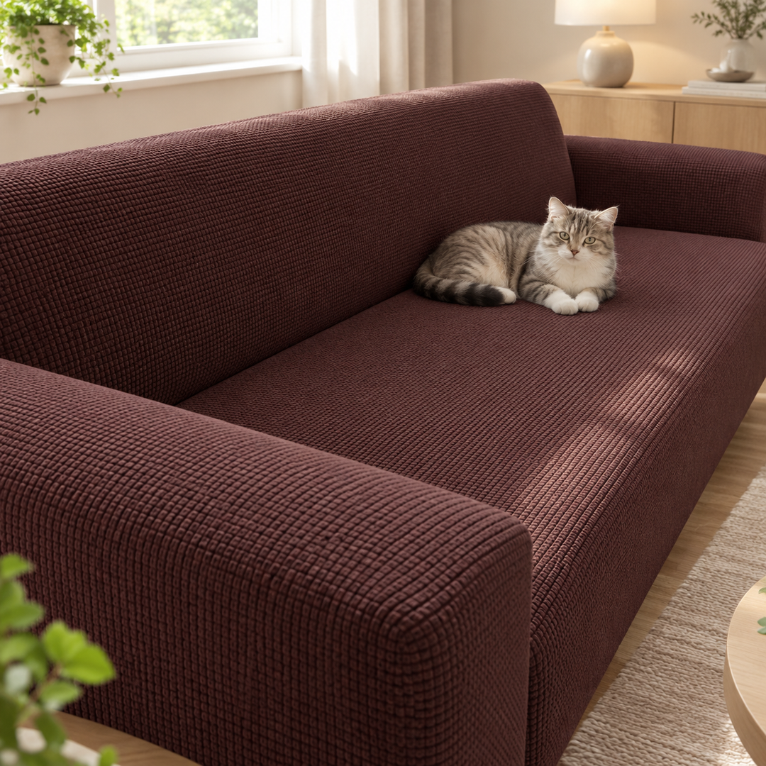 Stretch Sofa Cover Universal Fit Elastic Hem with Non-Slip Foam Strips 12