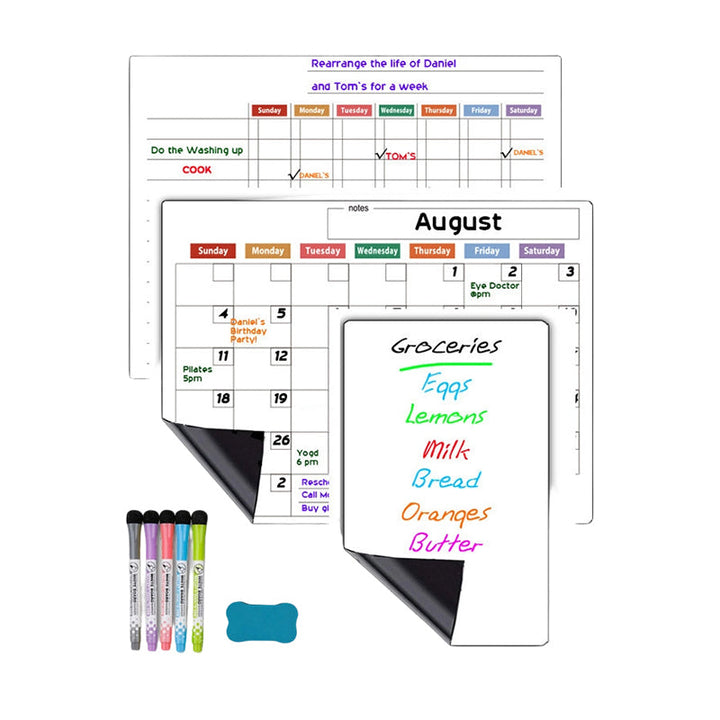 Magnetic Fridge Planner Set Monthly Weekly Boards 6 Neon Markers 8
