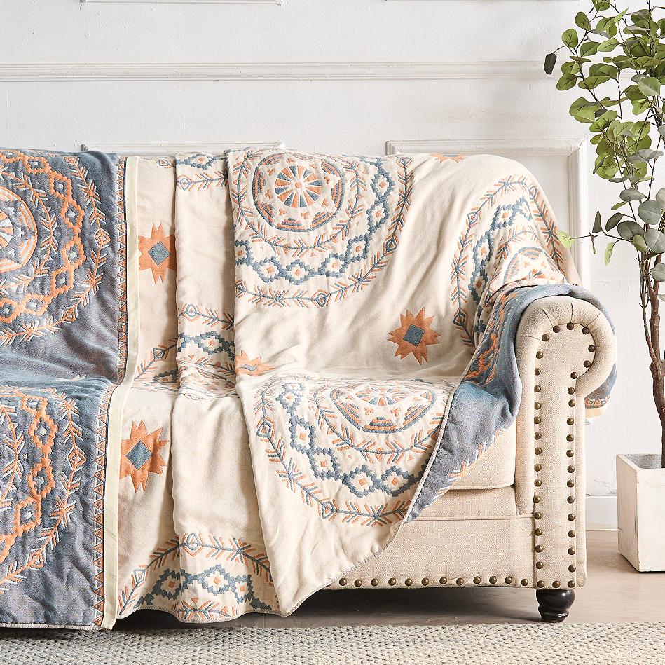 Mandala Cotton Throw Blanket 150x200 cm &amp; 200x230 cm | Boho Print Design | Machine Washable, Multi-Purpose Use 6