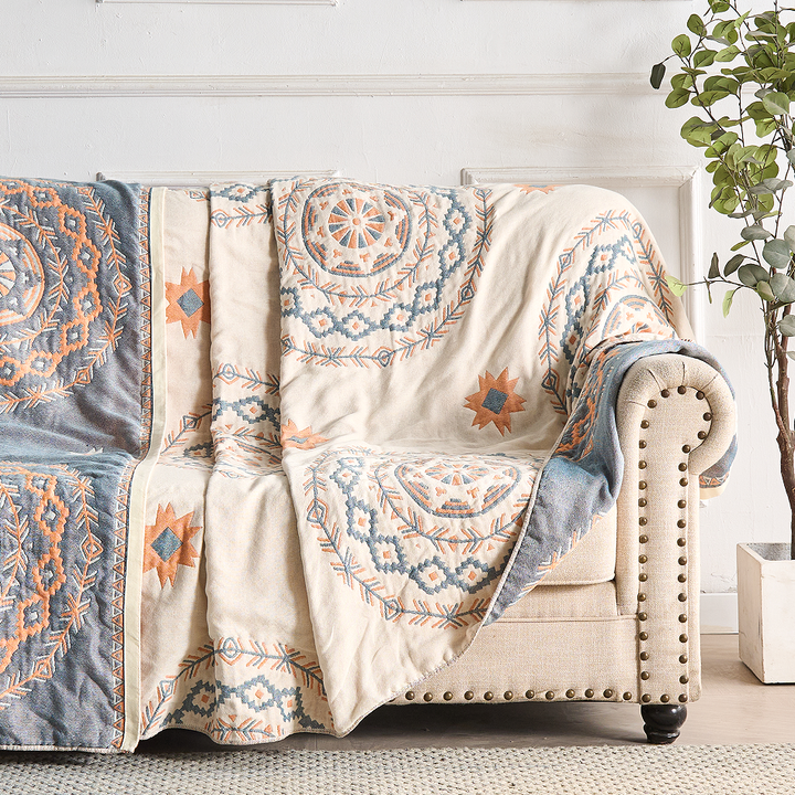 Mandala Cotton Throw Blanket 150x200 cm &amp; 200x230 cm | Boho Print Design | Machine Washable, Multi-Purpose Use 6