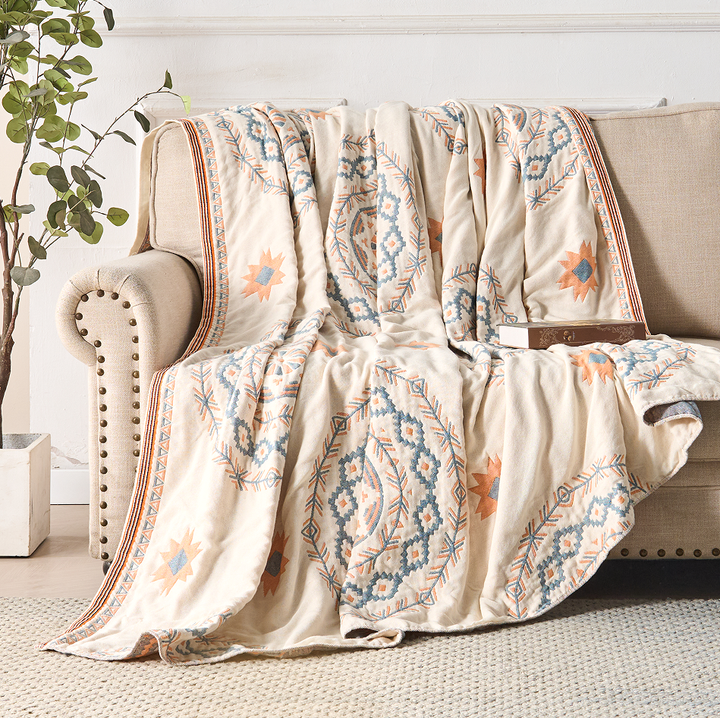 Mandala Cotton Throw Blanket 150x200 cm &amp; 200x230 cm | Boho Print Design | Machine Washable, Multi-Purpose Use 7