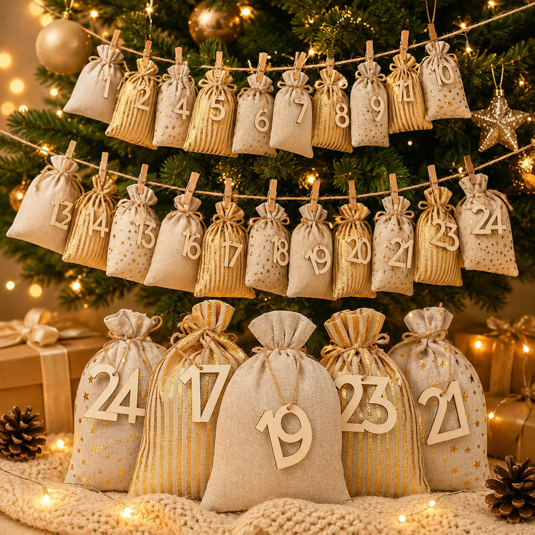 Fillable Advent Calendar Sacks 2026 | 24 Numbered Fabric Bags | Reusable Countdown Calendar to Fill Yourself with Gifts and Sweets 1