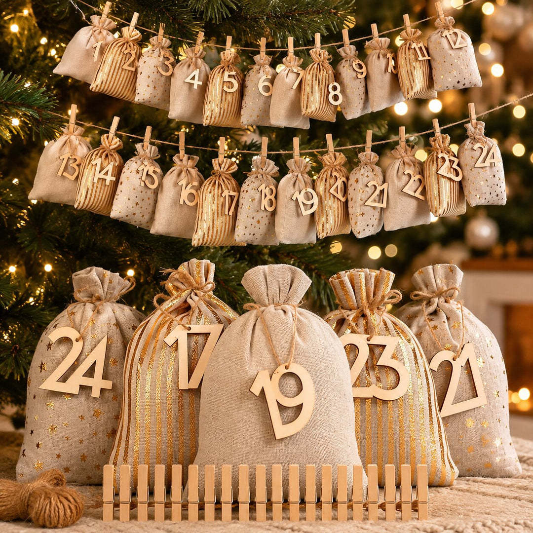 Fillable Advent Calendar Sacks 2026 | 24 Numbered Fabric Bags | Reusable Countdown Calendar to Fill Yourself with Gifts and Sweets 6