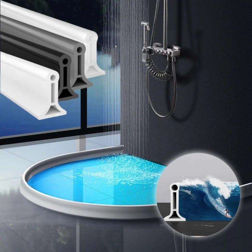 Water Barrier Strip Silicone 150-400 cm | White, Black or Grey | Self-Adhesive, Waterproof, Tool-Free Installation 5