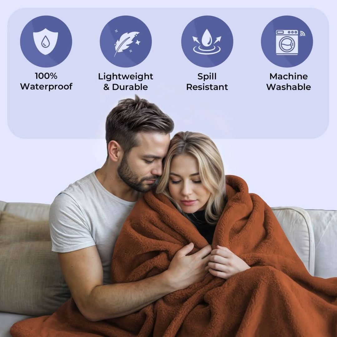 Waterproof Protective Blanket for Bed &amp; Sofa | Stain &amp; Moisture Resistant | Double, Queen, King, Black or Brown 2