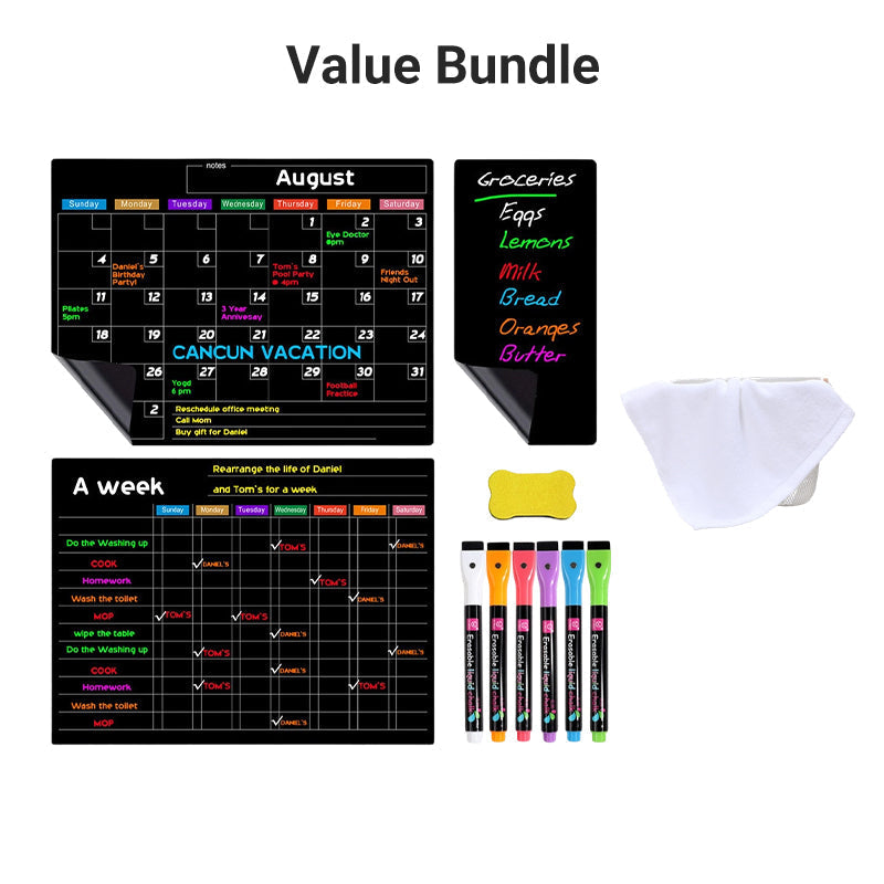 Magnetic Fridge Planner Set Monthly Weekly Boards 6 Neon Markers 19