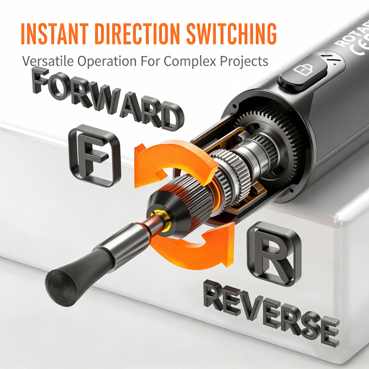 Rotary Tool, 16,000 RPM Motor, 215 x 90 x 35 mm | Grey or Orange | Six-Speed Control, Forward/Reverse, Works While Charging 5
