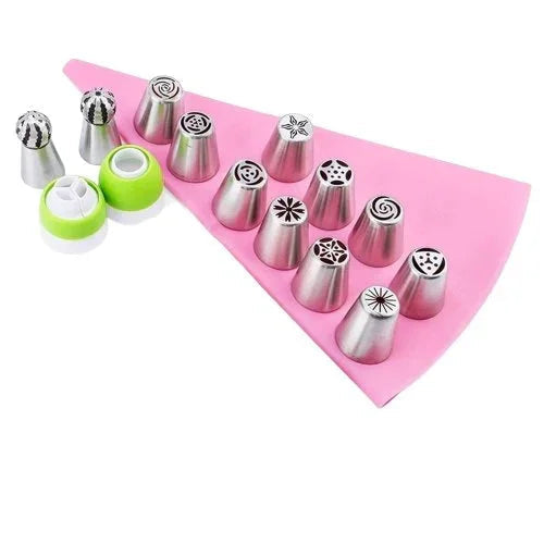 Tulpen-Spritztüllen-Set – 12 Stück mit Silikonspritzbeutel &amp; Adapter Zorenza