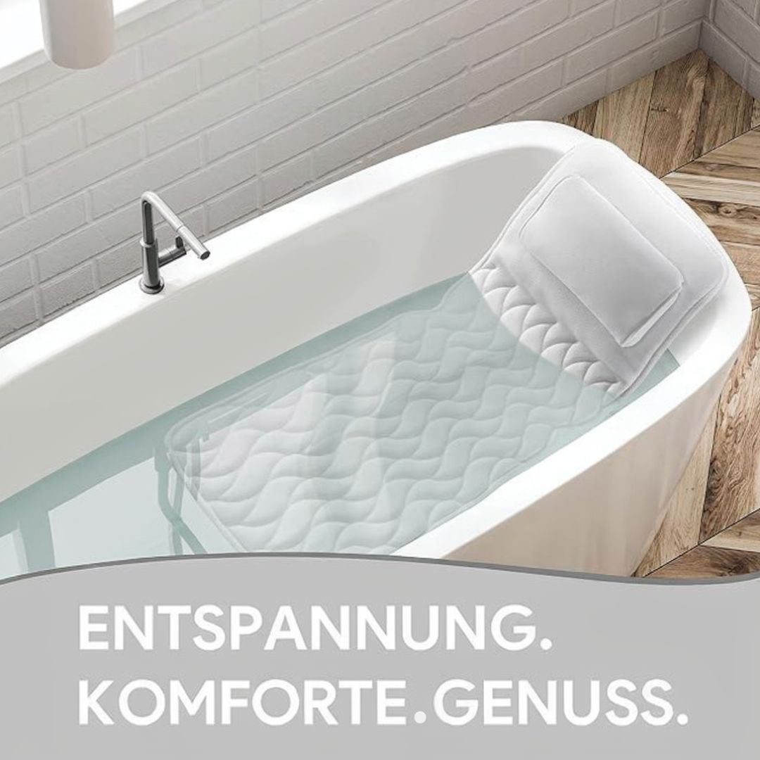 Ergonomic Bath Pillow with Suction Cups | Breathable Mesh Padding | Non-Slip Neck and Back Support for Bathtub Relaxation 3